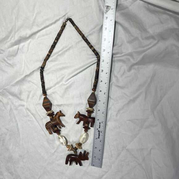 Handmade Wood Animal Necklace: Safari Tribal Boho Statement Jewelry - Picture 7 of 7